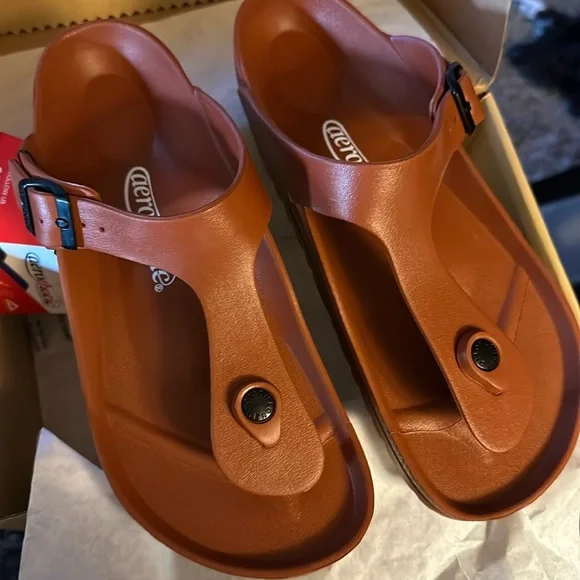 Aerothotic comfort sandals Women 10 burnt orange NIB - Picture 1 of 5